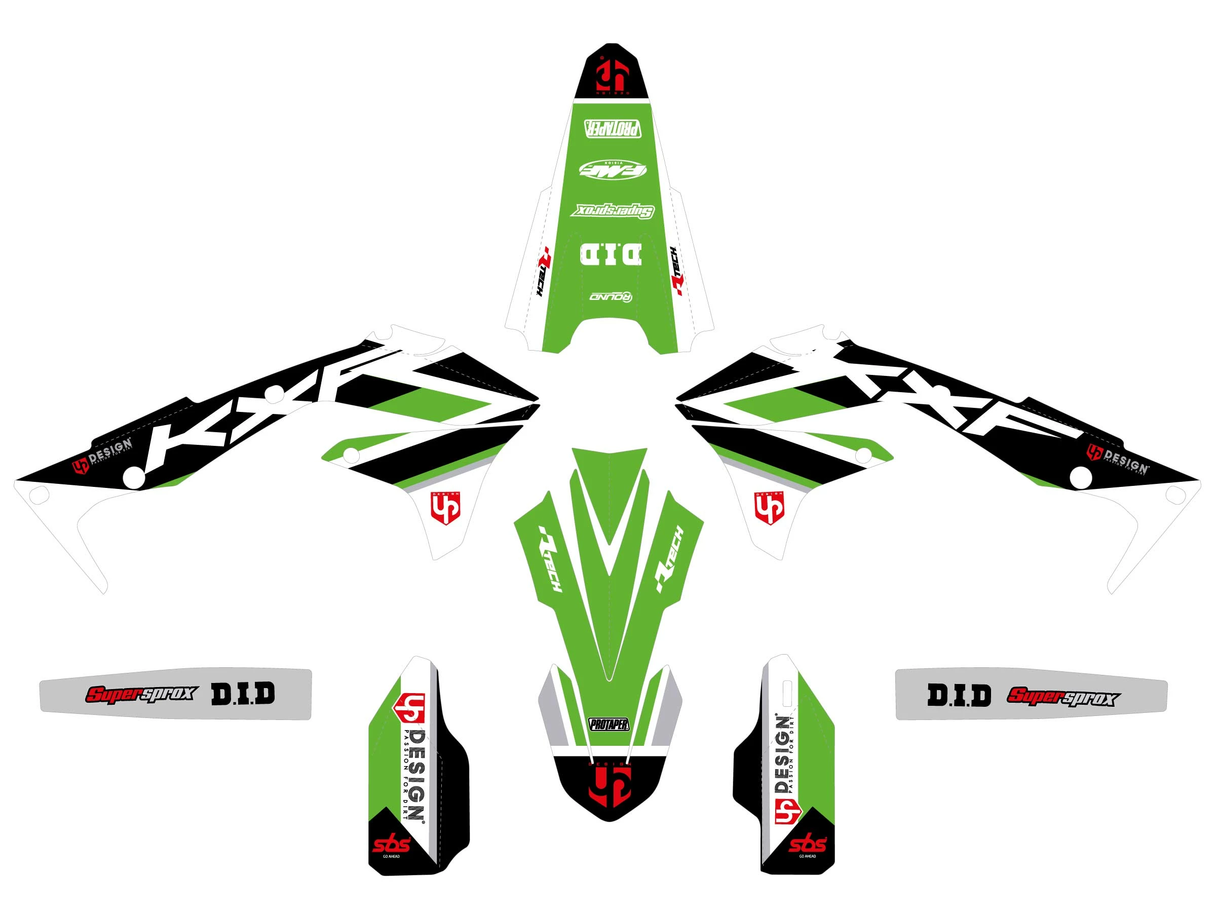 Kit Déco UP ROUND KAWASAKI KX 450 F (2012) Vert 3 Kit Déco UP ROUND KAWASAKI KX 450 F (2012) Vert