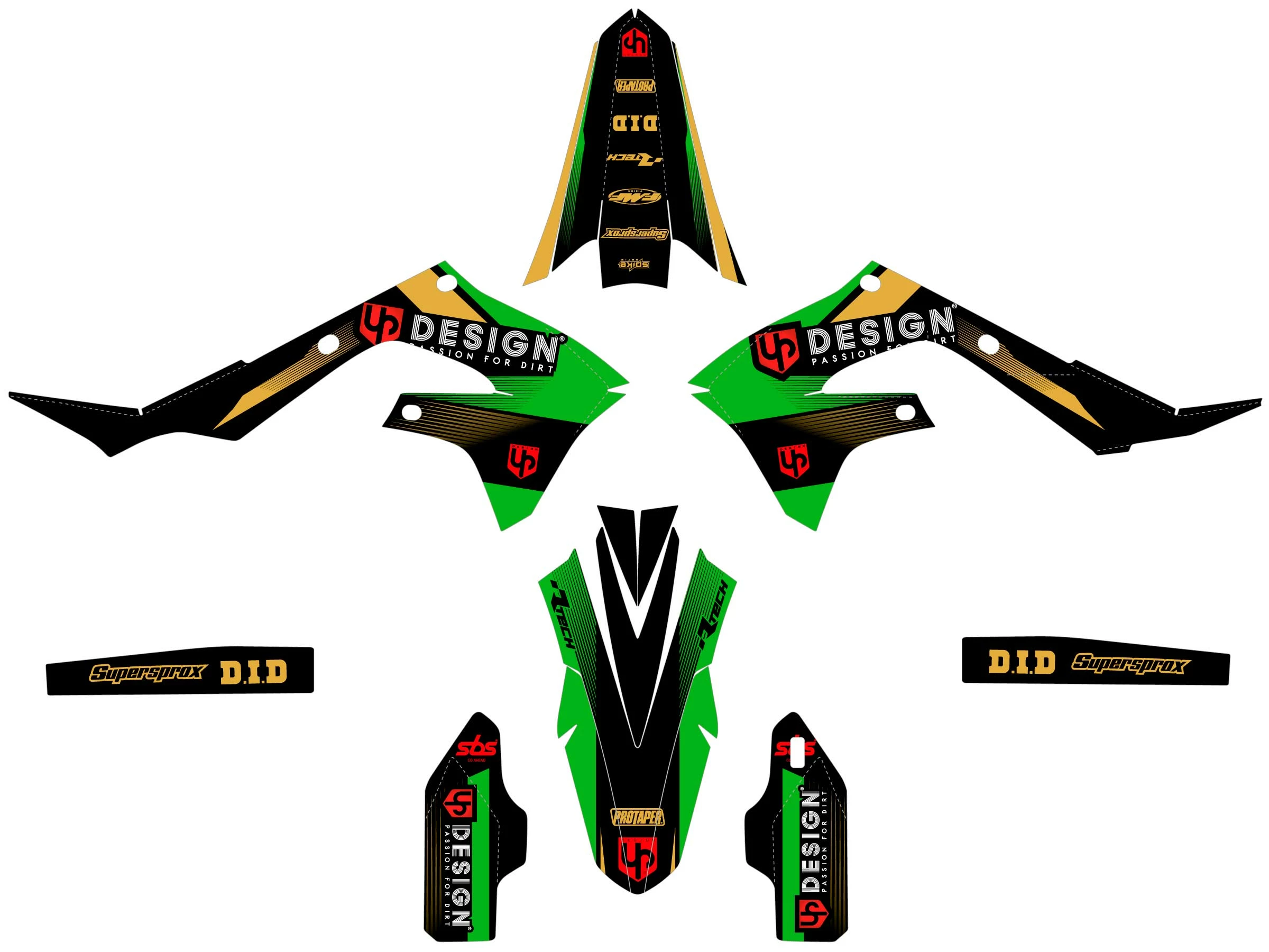 Kit Déco UP SPIKE KAWASAKI KX 450 F (2019) Noir-Vert 3 Kit Déco UP SPIKE KAWASAKI KX 450 F (2019) Noir-Vert