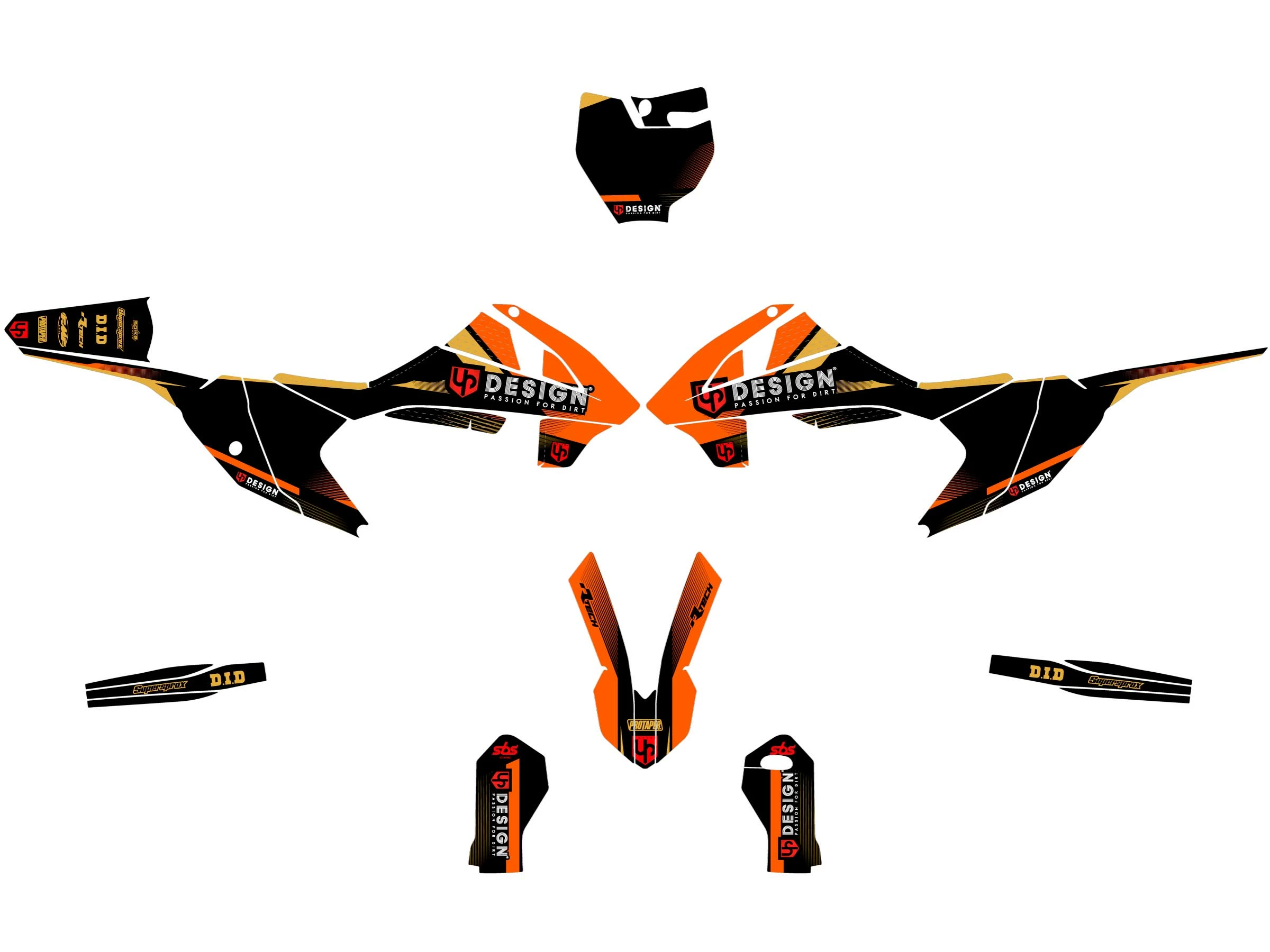 Kit Déco UP SPIKE KTM SX 65 (2002-2008) Noir-Orange 3 Kit Déco UP SPIKE KTM SX 65 (2002-2008) Noir-Orange