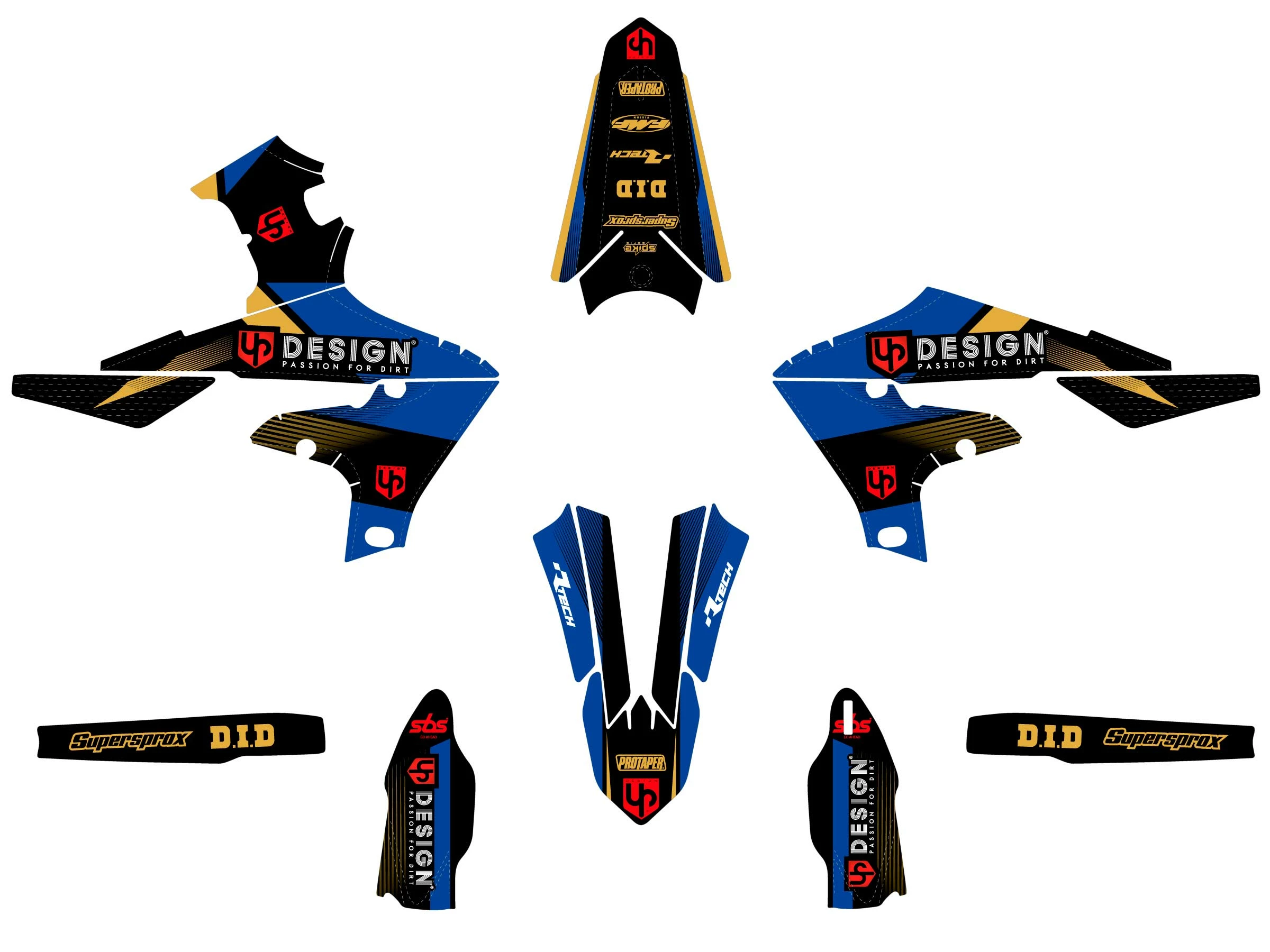 Kit Déco UP SPIKE YAMAHA YZ 450 F (2018-2022) Noir-Bleu 3 Kit Déco UP SPIKE YAMAHA YZ 450 F (2018-2022) Noir-Bleu