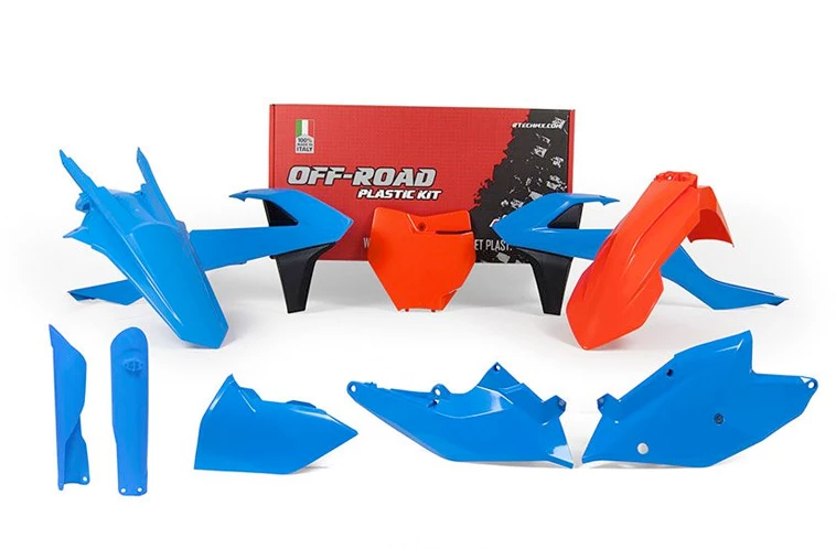 Kit Plastique Rtech Orange - Bleu Clair 3 Kit Plastique Rtech Orange - Bleu Clair